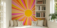 Vintage Sun - Orange Mural by HappyWall