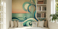 Art Deco Ocean Waves Mural by HappyWall