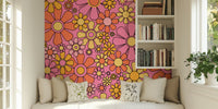 Groovy Retro Garden Flowers 60s Floral Mural by HappyWall