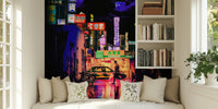Neon City Lights Mural by HappyWall