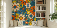 Groovy Retro Garden Flowers 60s Floral Mural by HappyWall