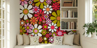Groovy Retro Garden Flowers 60s Floral Mural by HappyWall