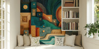 Sunlit Abstract Landscape Mural by HappyWall