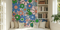 Groovy Retro Garden Flowers 60s Floral Mural by HappyWall