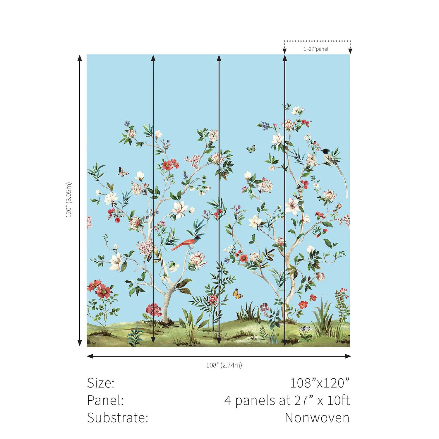 Chinoiserie Magnolia Mural - Daisy Bennett Mural Collection