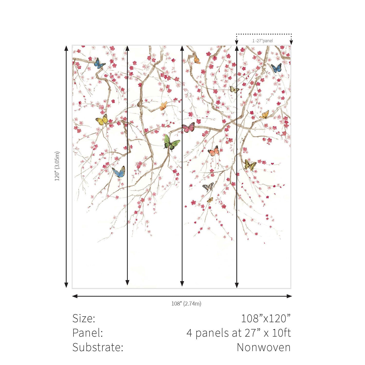 Butterfly Delight Mural - Daisy Bennett Mural Collection