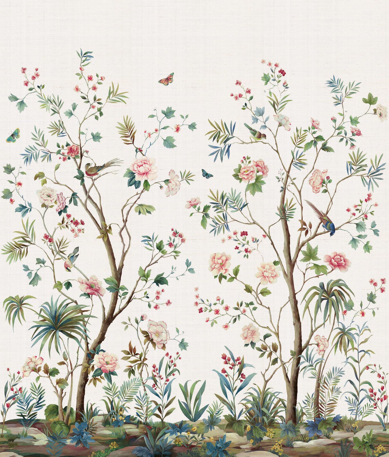 Charleston Garden Mural in Grasscloth - Daisy Bennett