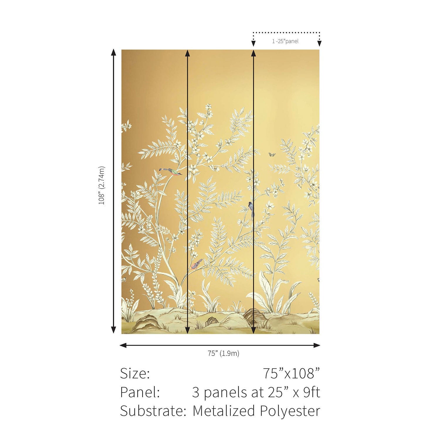 Vining Beauty Mural (Metalised Polyester) - Daisy Bennett