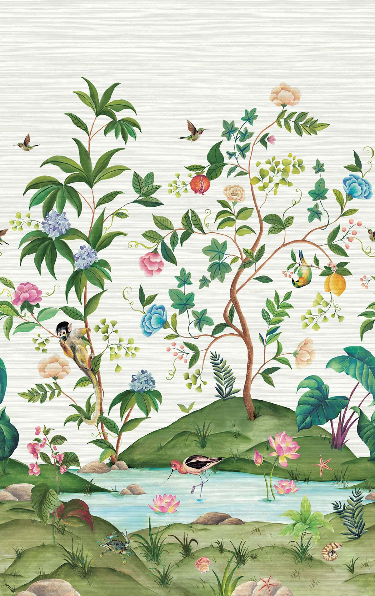 Myanmar Lagoon Grass Cloth Mural by Daisy Bennett