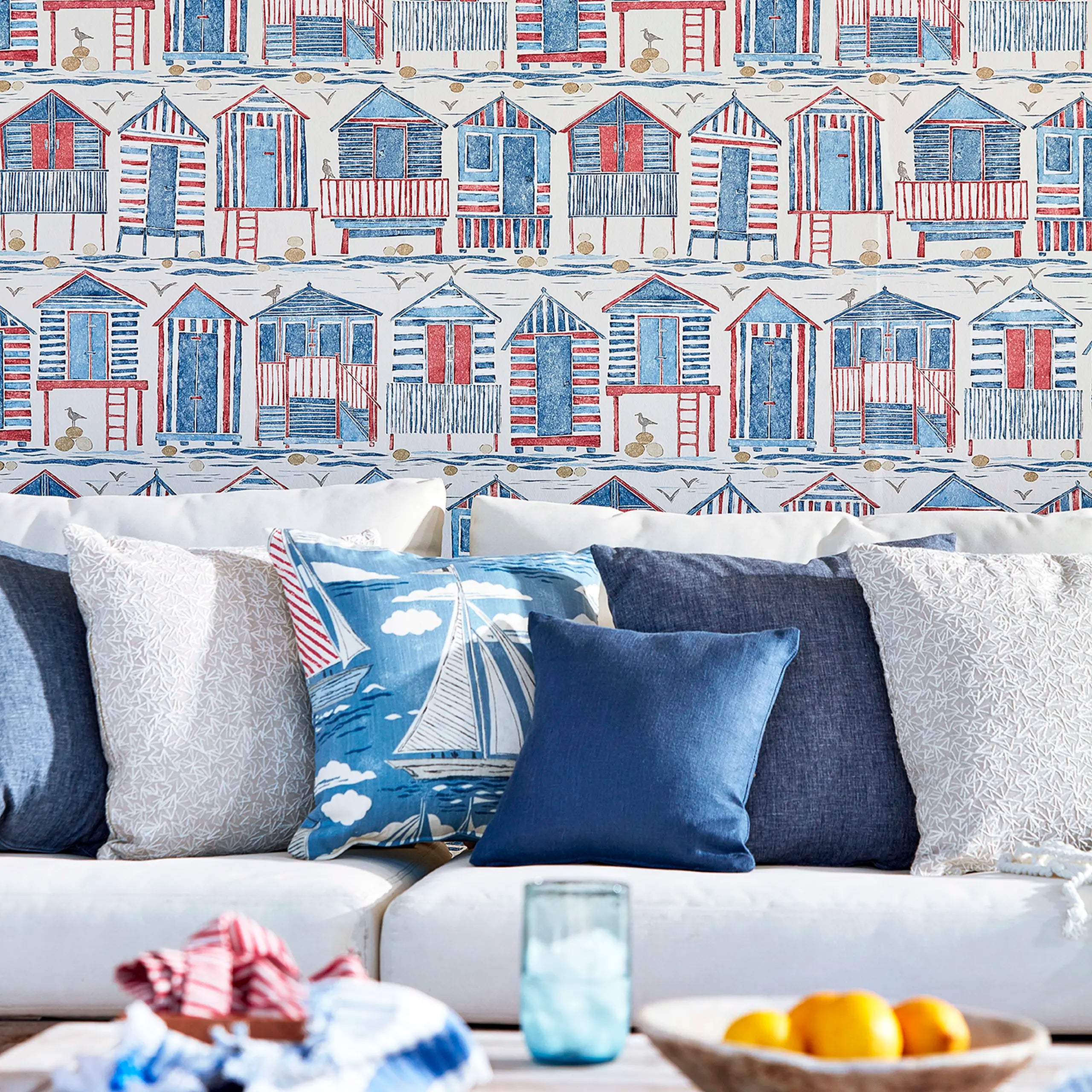 Beach Huts Wallpaper by Sanderson