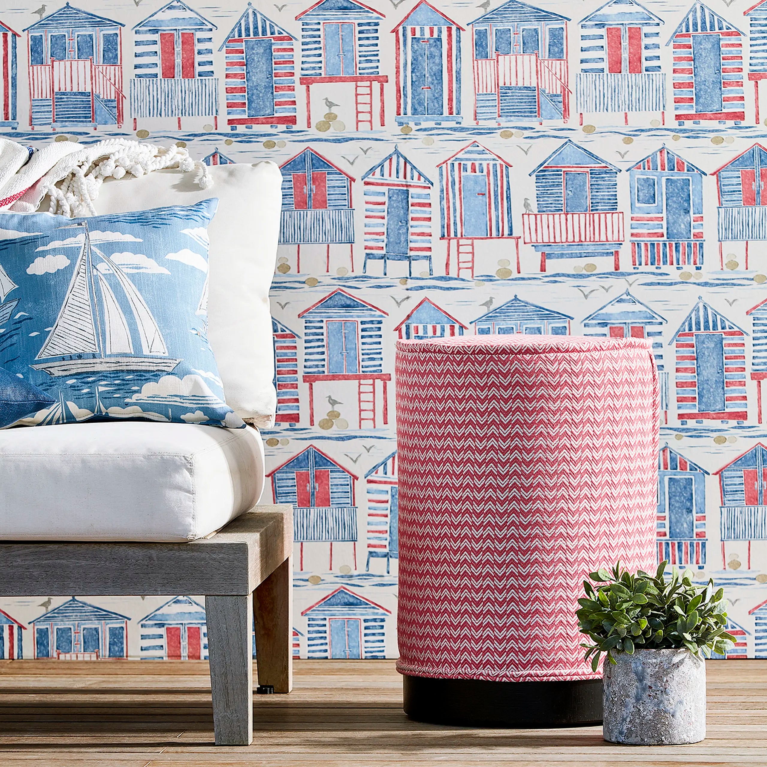 Beach Huts Wallpaper by Sanderson