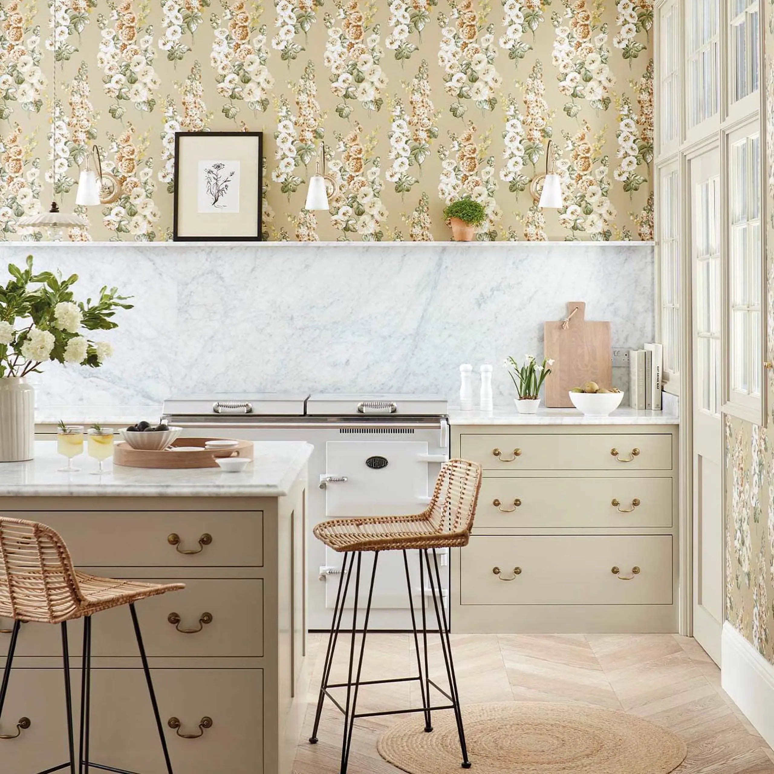 Hollyhocks Wallpaper by Sanderson