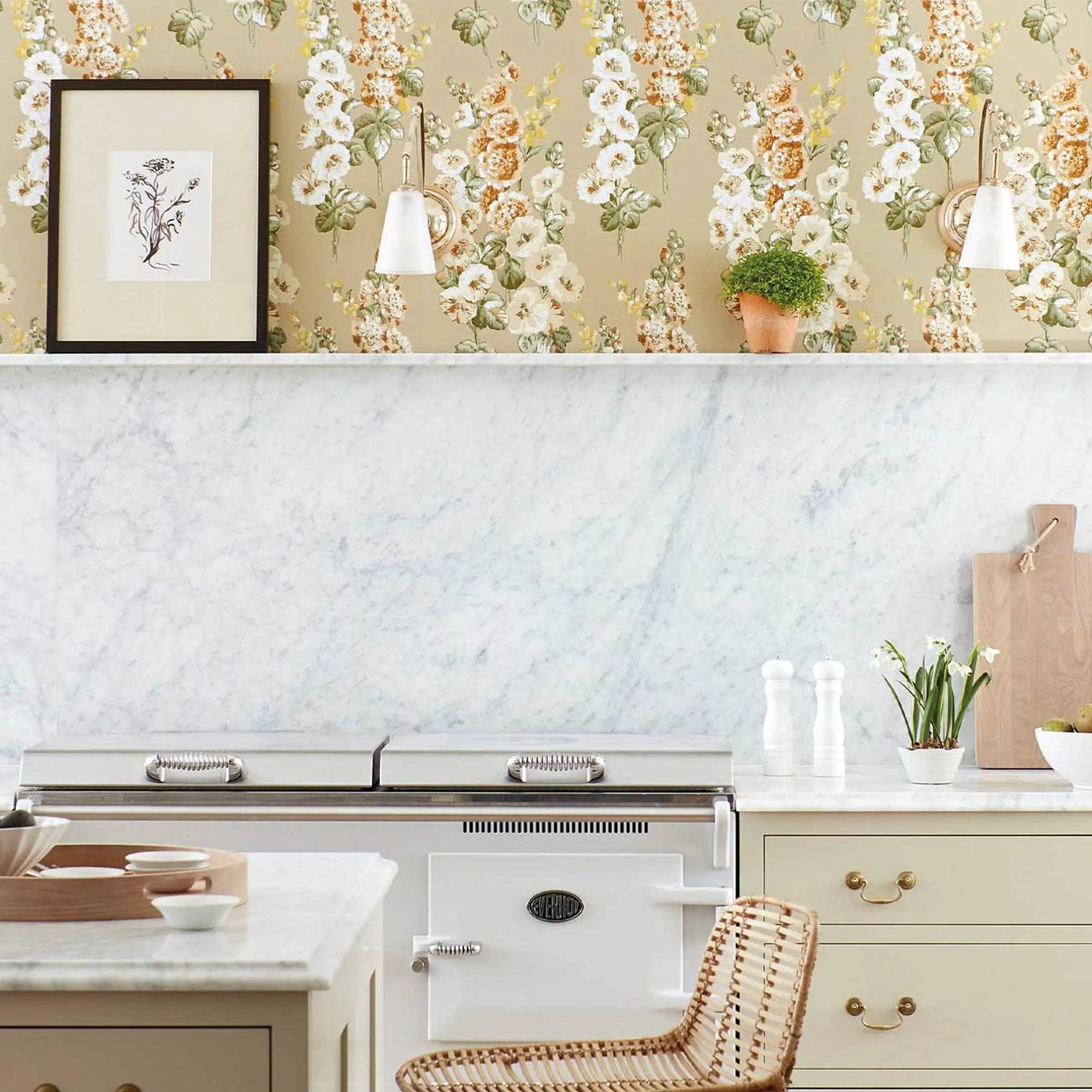 Hollyhocks Wallpaper by Sanderson