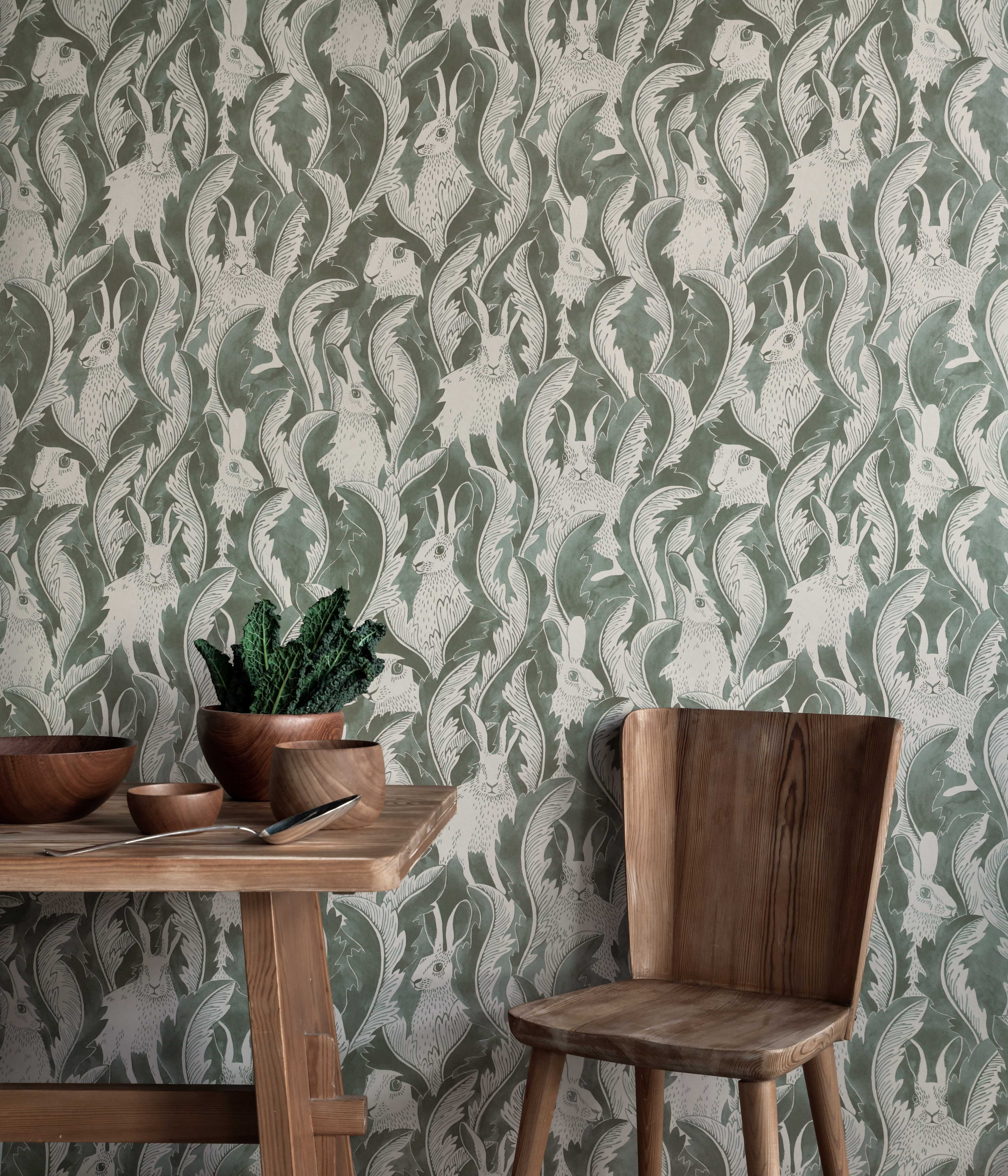 Hares in Hiding Wallpaper by Långelid Von Brömssen