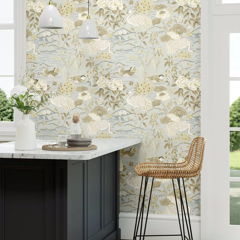 Crane & Frog Wallpaper by Sanderson