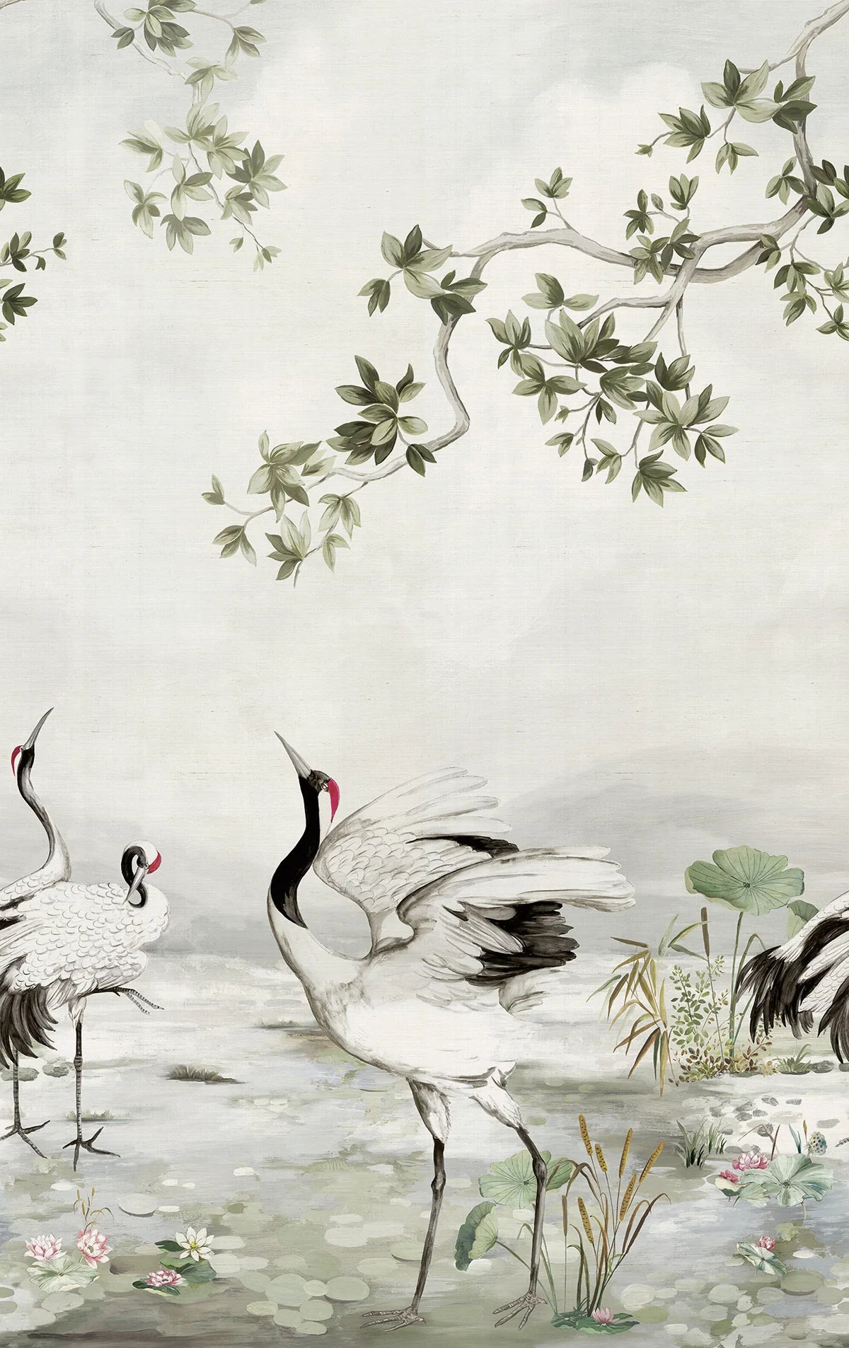 Crane Wall Mural on Grassweave - Daisy Bennett