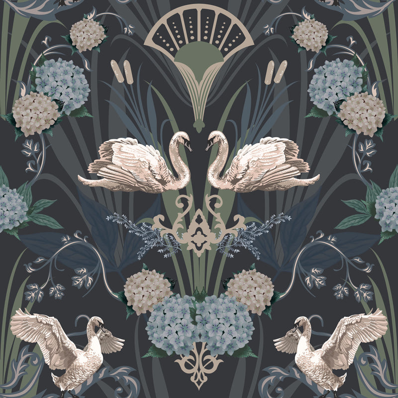 Deco Swan Wallpaper by Graduate Collection