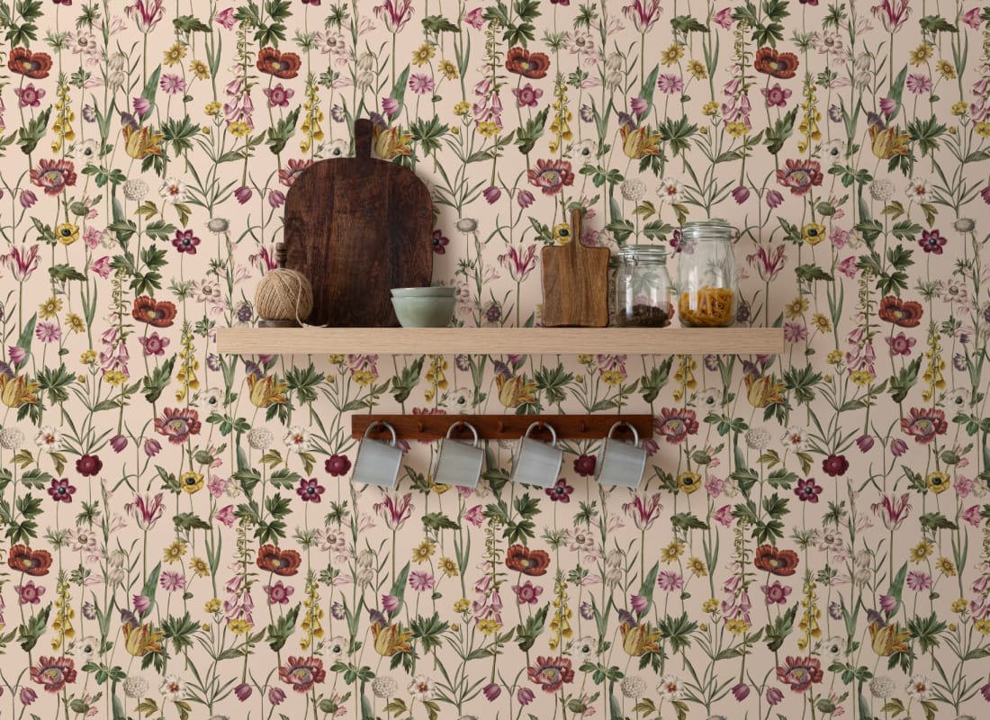 Posie Beige Wallpaper by Hovia