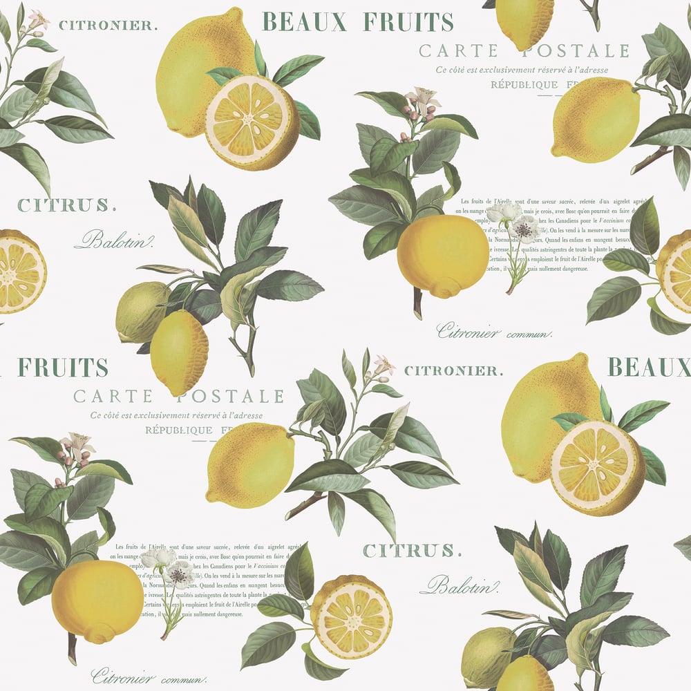 Citron Botanical Wallpaper by Galerie (Just Kitchens Collection)