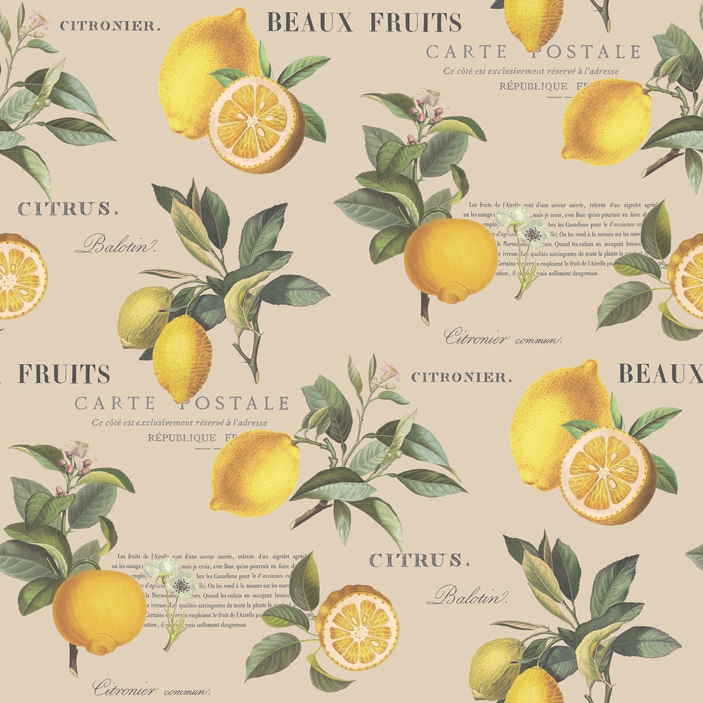 Citron Botanical Wallpaper by Galerie (Just Kitchens Collection)