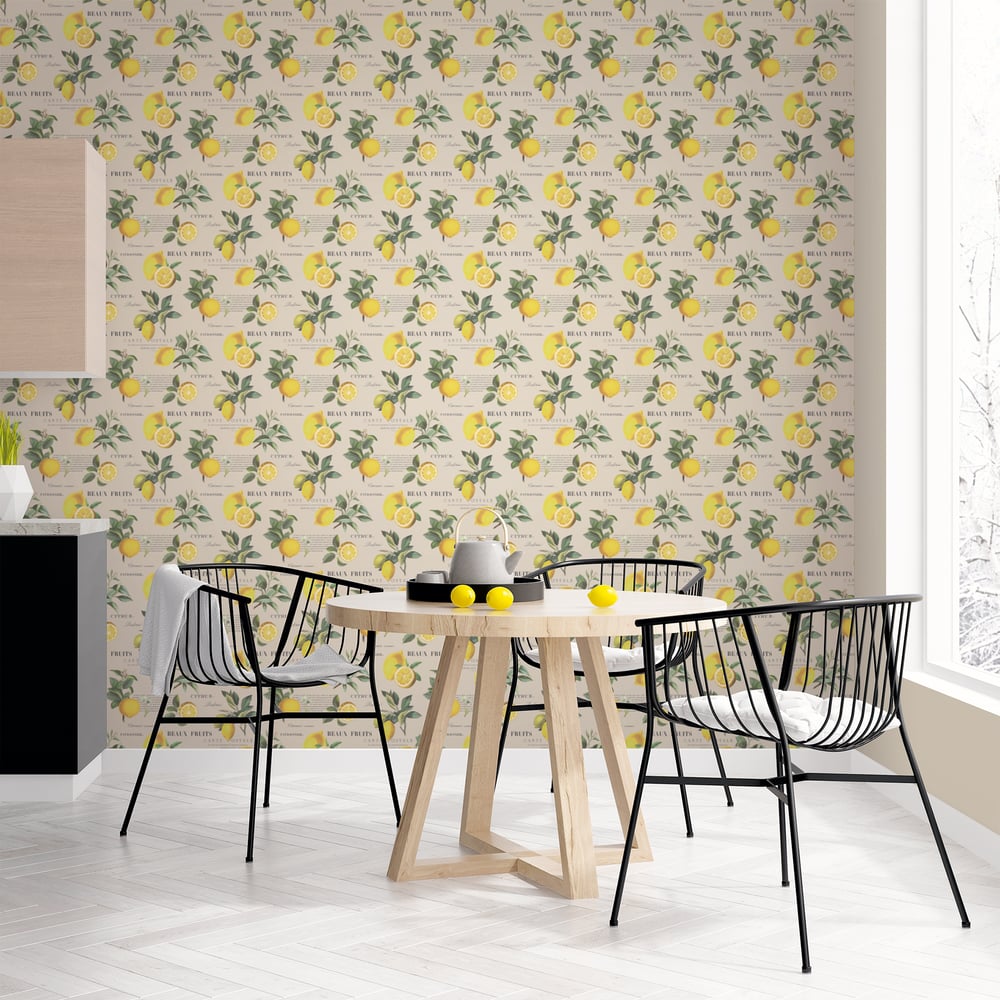 Citron Botanical Wallpaper by Galerie (Just Kitchens Collection)
