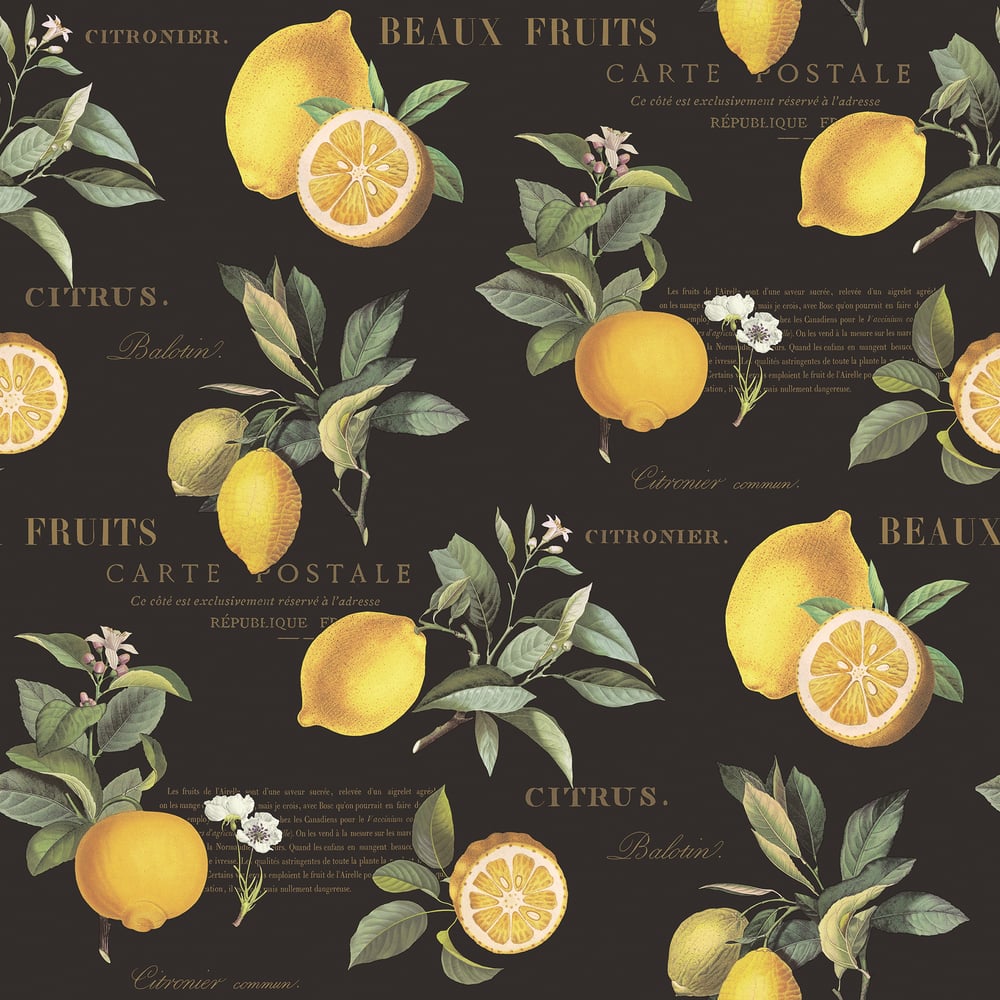 Citron Botanical Wallpaper by Galerie (Just Kitchens Collection)