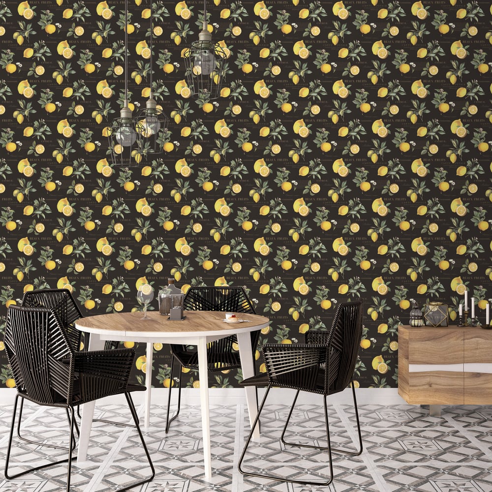 Citron Botanical Wallpaper by Galerie (Just Kitchens Collection)