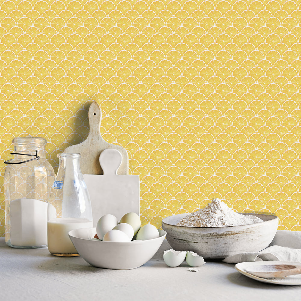 Lemon Scallop Wallpaper by Galerie ( Just Kitchens Collection)