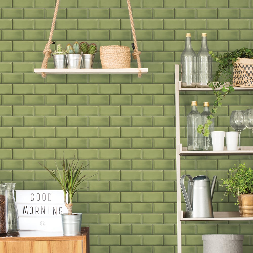 Subway Tile Wallpaper by Galerie (Just Kitchens Collection)
