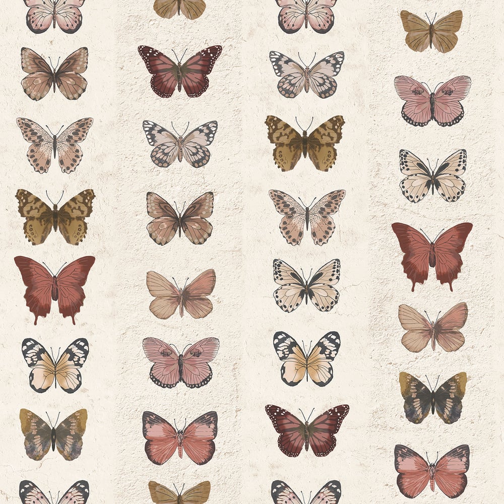 Jewel Butterflies Stripe Wallpaper by Galerie (Organic Textures Collection)