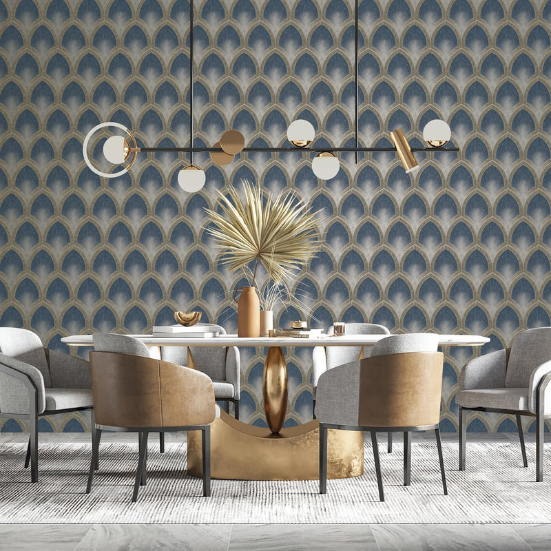 Nouveau Scallop Wallpaper by Galerie (Special FX Collection)