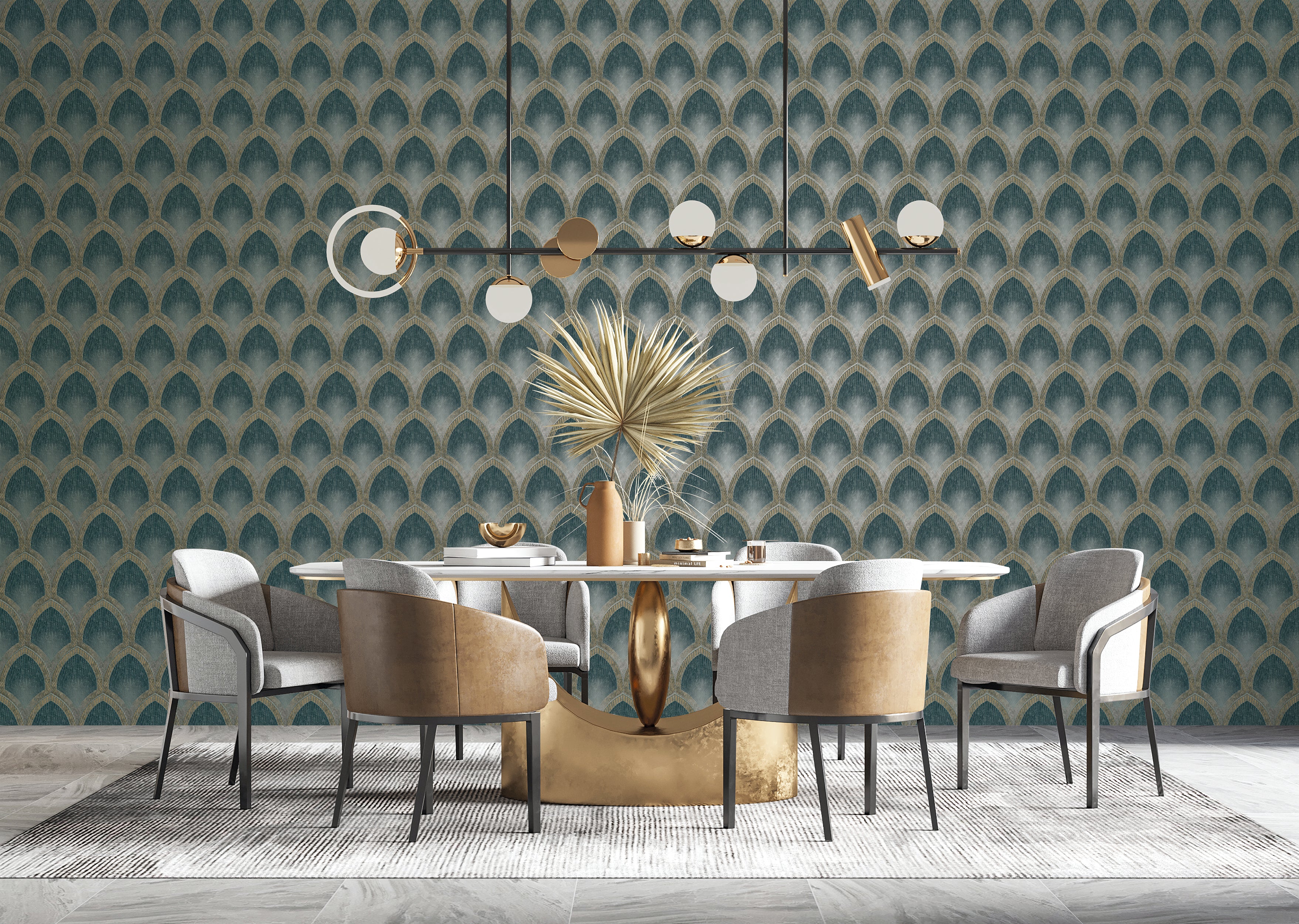 Nouveau Scallop Wallpaper by Galerie (Special FX Collection)