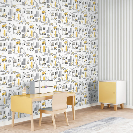Construction Wallpaper by Galerie (Tiny Tots 2 Collection)