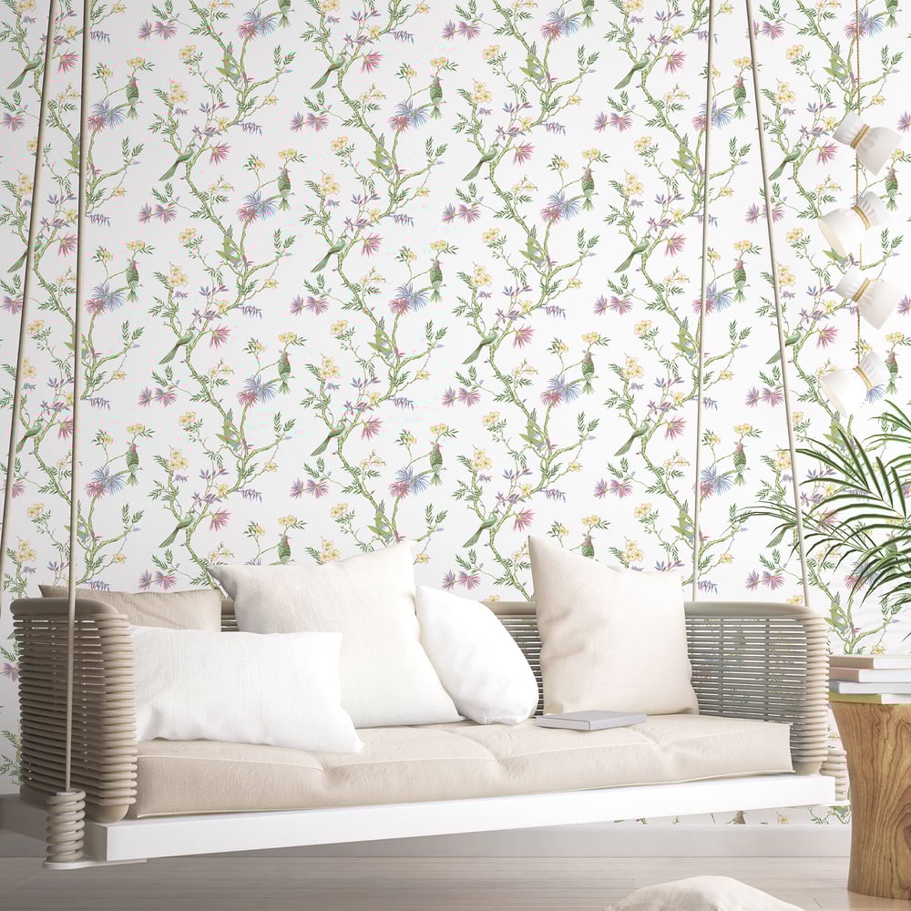 Classic Bird Wallpaper by Galerie (Secret Garden Collection)