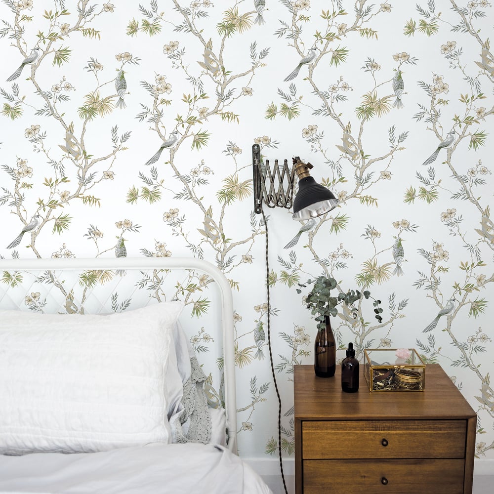 Classic Bird Wallpaper by Galerie (Secret Garden Collection)