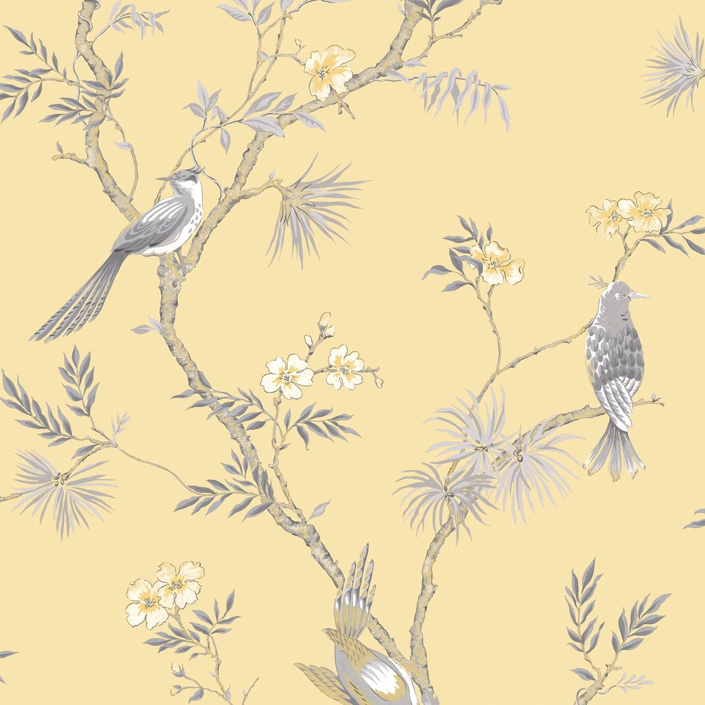 Classic Bird Wallpaper by Galerie (Secret Garden Collection)