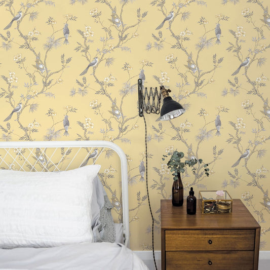 Classic Bird Wallpaper by Galerie (Secret Garden Collection)