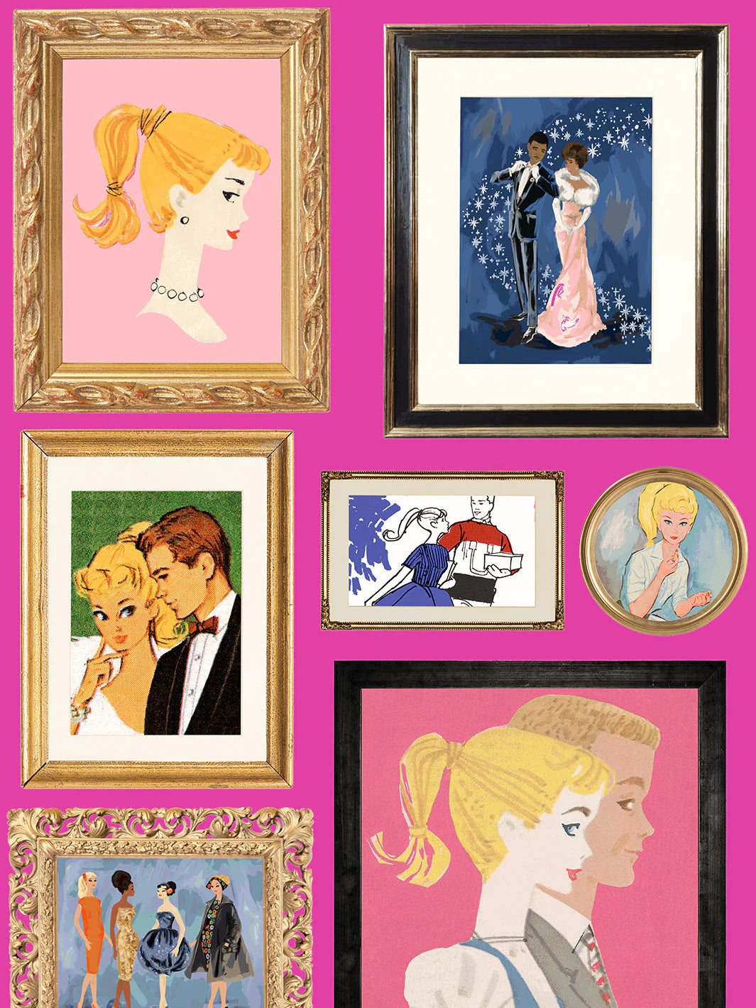 Gallery Walls Illustrated Wallpaper- 219 Barbie Collection