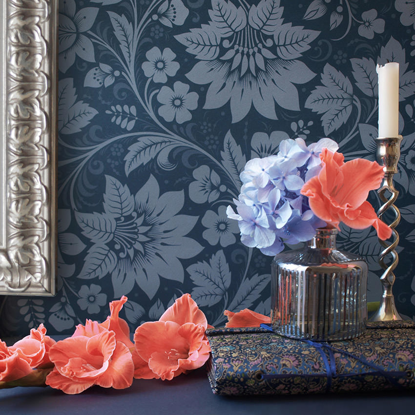 Milana Graphite Blue Wallpaper