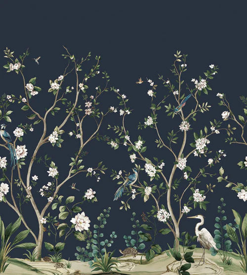 Heron Botanical Mural - Daisy Bennett