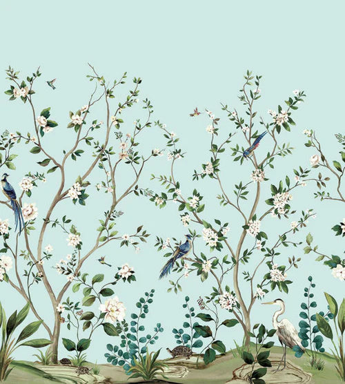 Heron Botanical Mural - Daisy Bennett