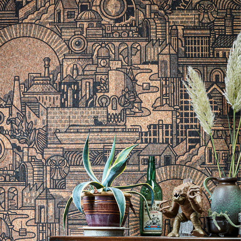 Hit the North Superwide Cork Wallpaper by The Monkey Puzzle Tree (Sold per Lineal Metre)