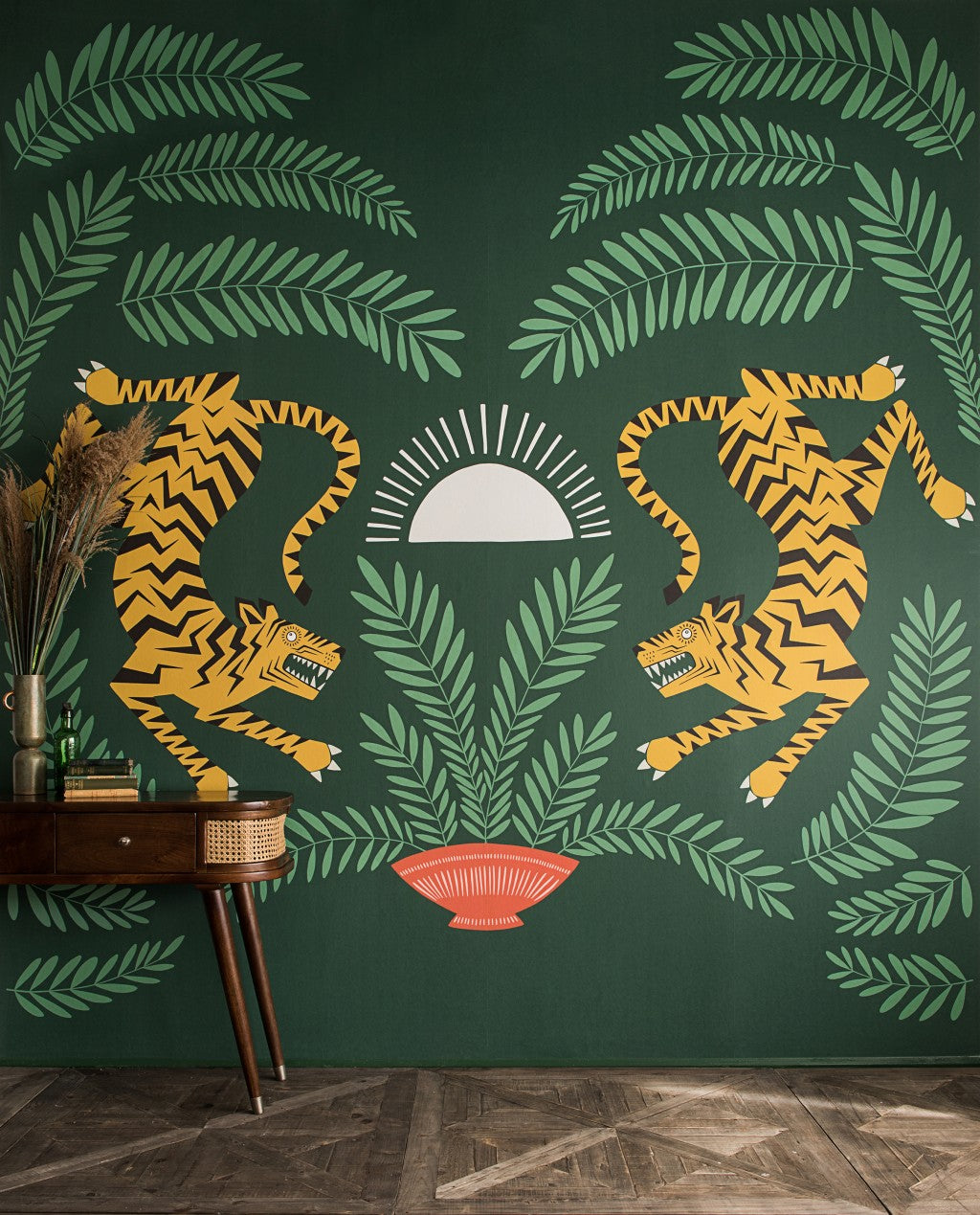 Tigers & Plants Wallpaper Mural by MissPrint