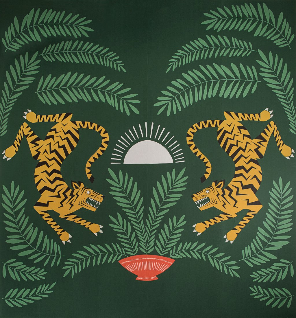 Tigers & Plants Wallpaper Mural by Miss Print