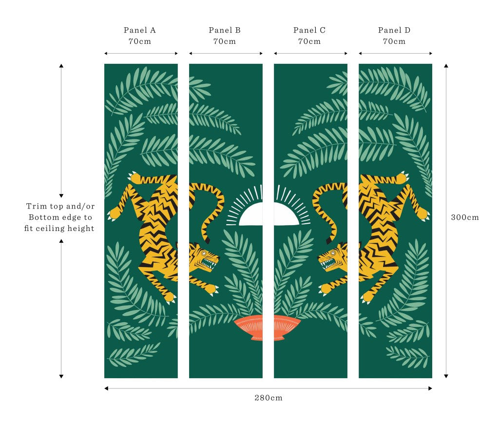 Tigers & Plants Wallpaper Mural by MissPrint