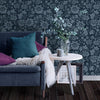 Milana Graphite Blue Wallpaper by Olenka Design