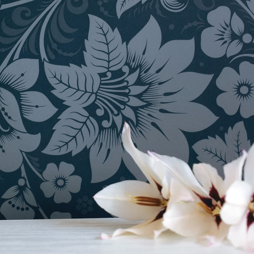 Milana Graphite Blue Wallpaper