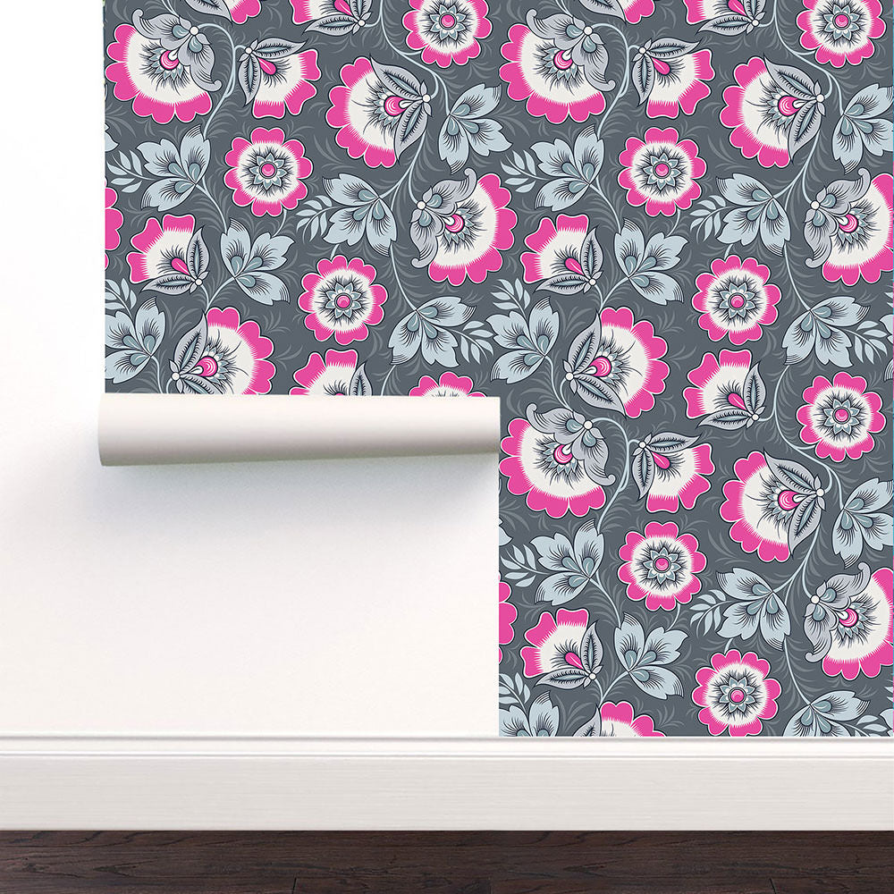 Neva Pink and Grey Wallpaper