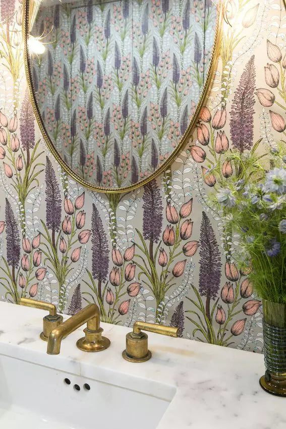 Foxtail Lily Taupe Wallpaper by Abigail Borg