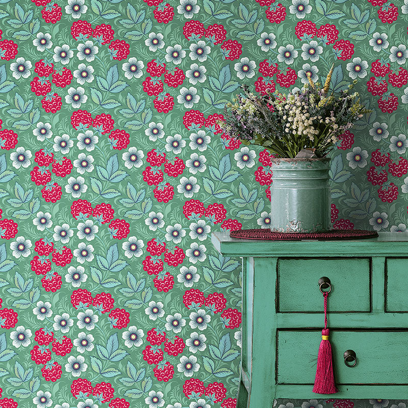 Raspberry Sage Wallpaper by Olenka Design